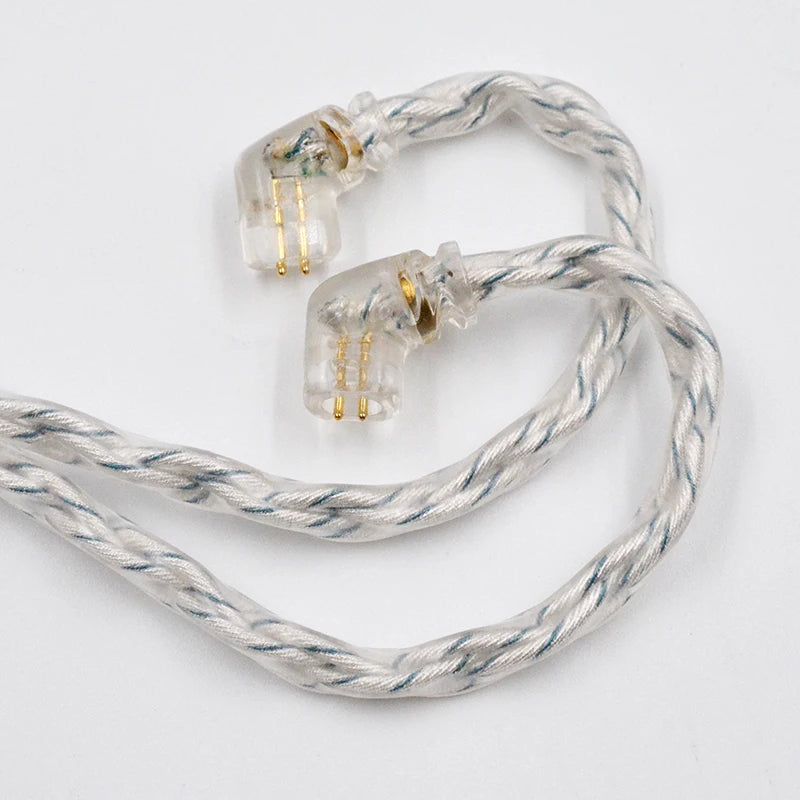 KZ Earphones Cable 8 Core Silver Blue Hybrid 784 Cores Silver Plated Upgrade Cable 2Pin 3.5mm Plug Heaset Wire KZ ZSXPRO ZS10PRO
