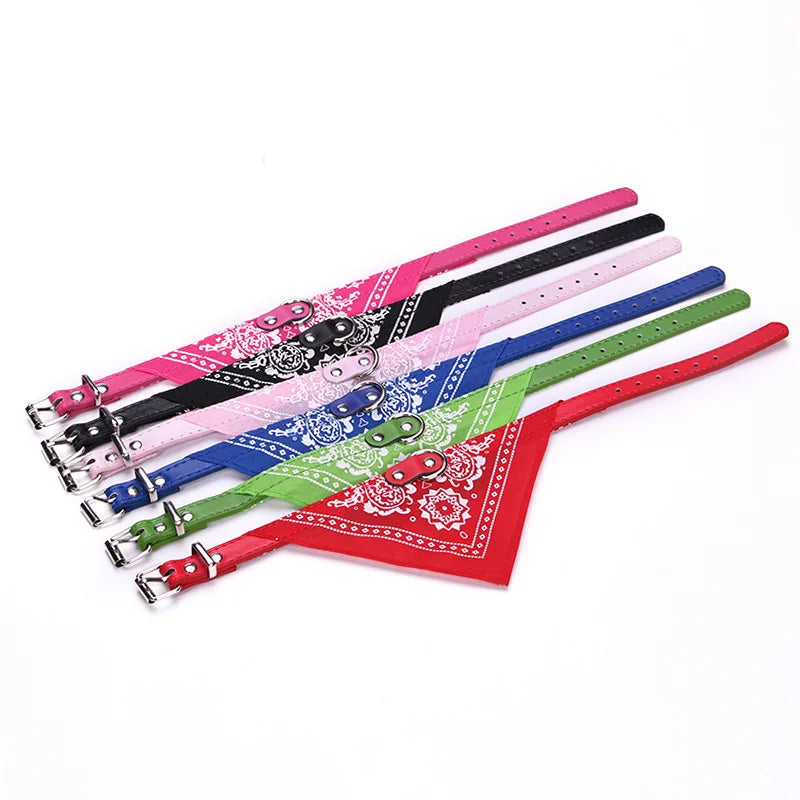 PU Cat Dog Collar with Scarf for Small Medium Dogs Chihuahua Corgi Puppy Adjustable Collars Pet Supplies accesorios para perros Beauty World Shop