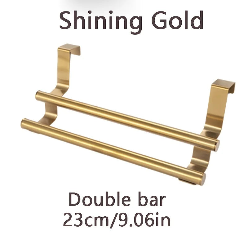 1pcs Modern Stainless Steel Towel Bar Easy-Install No-Drill Rust-Resistant Single-Rod Wall-Mounted Towel Holder Golden Finish Beauty World Shop
