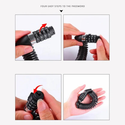 Bicycle Lock Steel Cable Chain Security Password 4 Digit Lock Anti-Theft Combination Number Code Safety Bike Bicycle Accessories Beauty World Shop