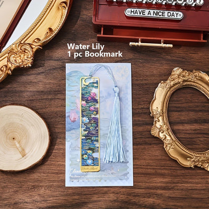 Vintage Oil Painting Metal Bookmarks - Hollow Hot Stamping Long Tassel Bookmarks - Stationery Gifts for Book Clubs, Book Lovers, Beauty World Shop