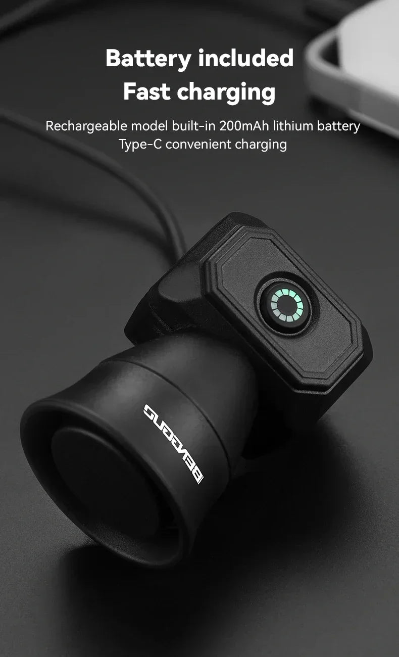 Bicycle Horn Mountain Bike Battery/USB Charging Waterproof Electronic Bike Bell Riding Equipment Children's Scooter Accessories Beauty World Shop