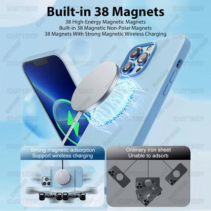 Magnetic Original Liquid Silicone Shockproof Case For iPhone 16 15 14 13 12 11 Pro Max 16 Plus For Magsafe Wireless Charge Cover Beauty World Shop