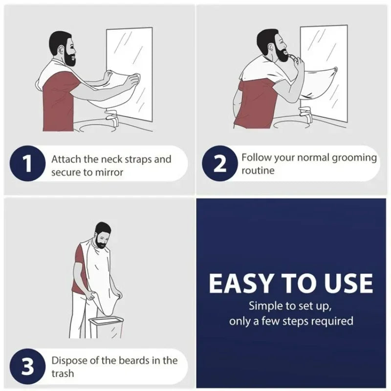1/2PCS Male Shaving Aprons Creative Wall Mirror Suction Haircut Wrap Cape Home Salon Moustache Beard Shaving Apron Cleaning Bib Beauty World Shop