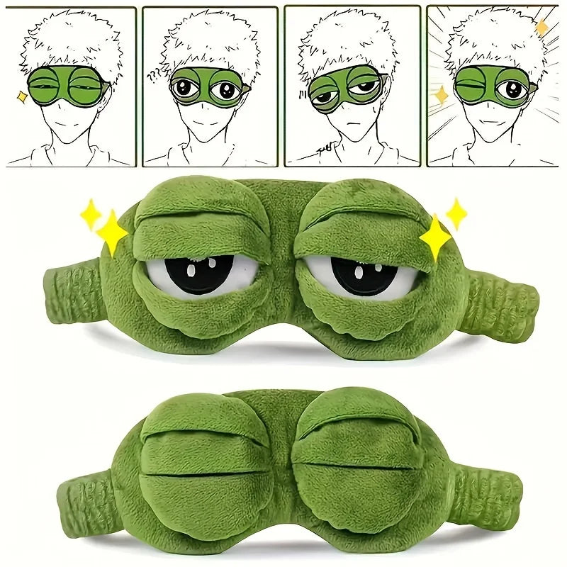 3D Sad Frog Sleep Mask Natural Sleeping Eyeshade Cover Shade Eye Patch Women Men Soft Portable Blindfold Travel Eyepatch Beauty World Shop