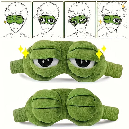3D Sad Frog Sleep Mask Natural Sleeping Eyeshade Cover Shade Eye Patch Women Men Soft Portable Blindfold Travel Eyepatch Beauty World Shop