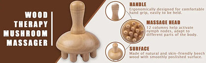 Wooden Mushroom Shape Massage,Manual Wood Therapy Massage Tool,Anti Cellulite,Maderoterapia,Lymphatic Drainage,for Full Body Use Beauty World Shop