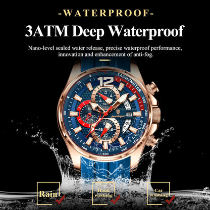 POEDAGAR Luxury Watch For Men Date Chronograph Luminous Waterproof Silicone Male Watch Fashion Sports Quartz Men's Watches Reloj Beauty World Shop