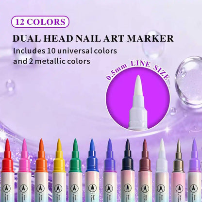 24 Color Double Headed Nail Art Graffiti Pen Acrylic Pen Set, Metallic Dopamine Color Nail Art Graffiti Pen, Pointillism Graffit Beauty World Shop