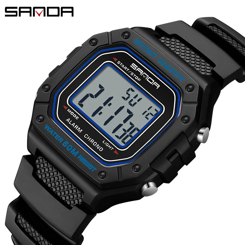 SANDA 2156 Fashion Mens Watch Military Water Resistant Sport Watches Army Big Dial Led Digital Wristwatches Stopwatches For Male Beauty World Shop
