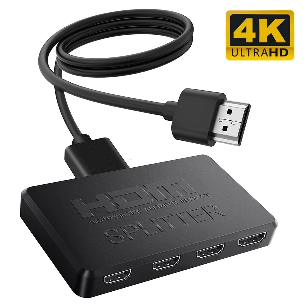 4K 2K HDMI-compatible Splitter 1 in 4 out 4x1 HDTV Switch HDMI-compatible Adapter HD Video Switcher for Xbox PS4 DVD PC Laptop Beauty World Shop