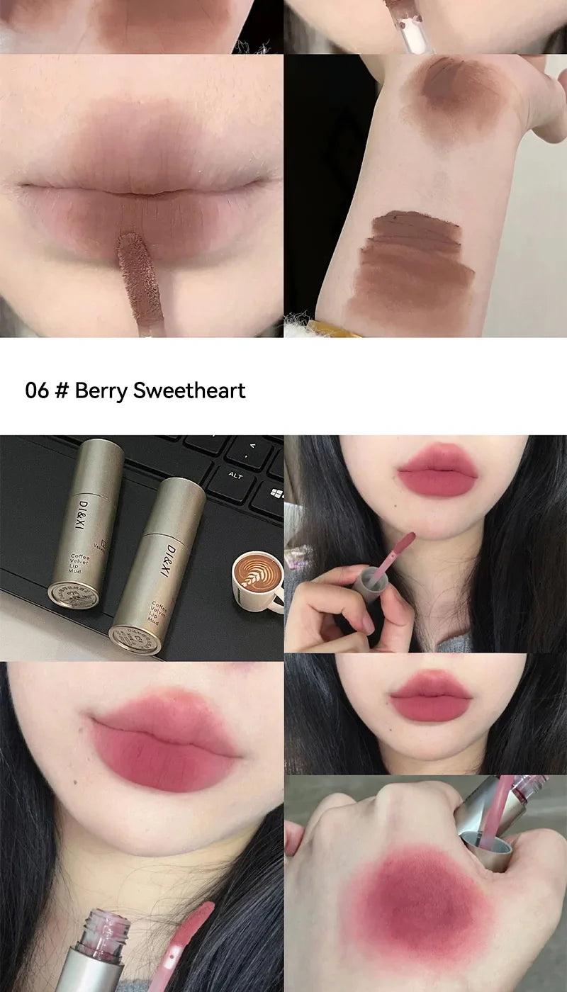 DIXI Mini Silver Tube Matte Lip Glaze — Velvet Finish, Skin-Enhancing, Versatile Low-Saturation Latte Shade Beauty Trend Shop
