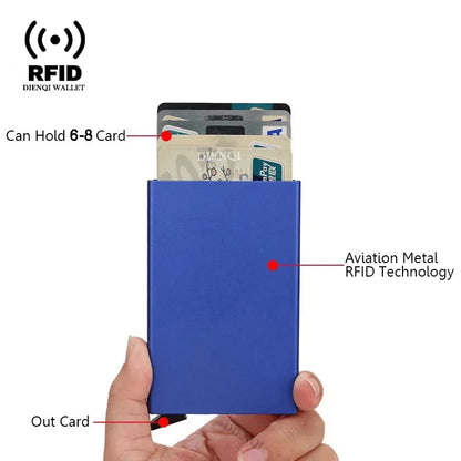 Rfid Credit Card Holder Metal Thin Slim Smart Wallet Men Women Wallets Pop Up Minimalist Small Black Purse Mini Walets for Men Beauty World Shop