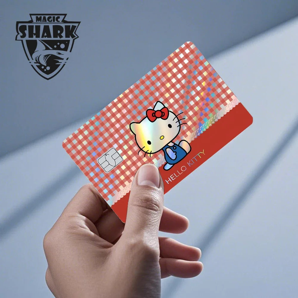 Hot Sale Hello Kitty Kuromi Holographic Laser Shinny Film Skin Cover Sticker for Debit Credit Card Bank Card Beauty World Shop