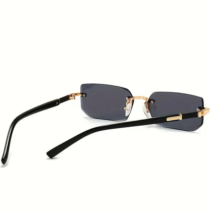 Rimless Sunglasses Rectangle Fashion Popular Women Men Shades Small Square Sun Glasses For Female male Summer Traveling Oculos Beauty World Shop