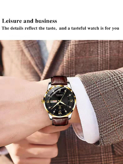 POEDAGAR Luxury Brand Men Watches Waterproof Luminous Leather Quartz Man Wristwatch Casual Sports Military Watch For Men relogio Beauty World Shop