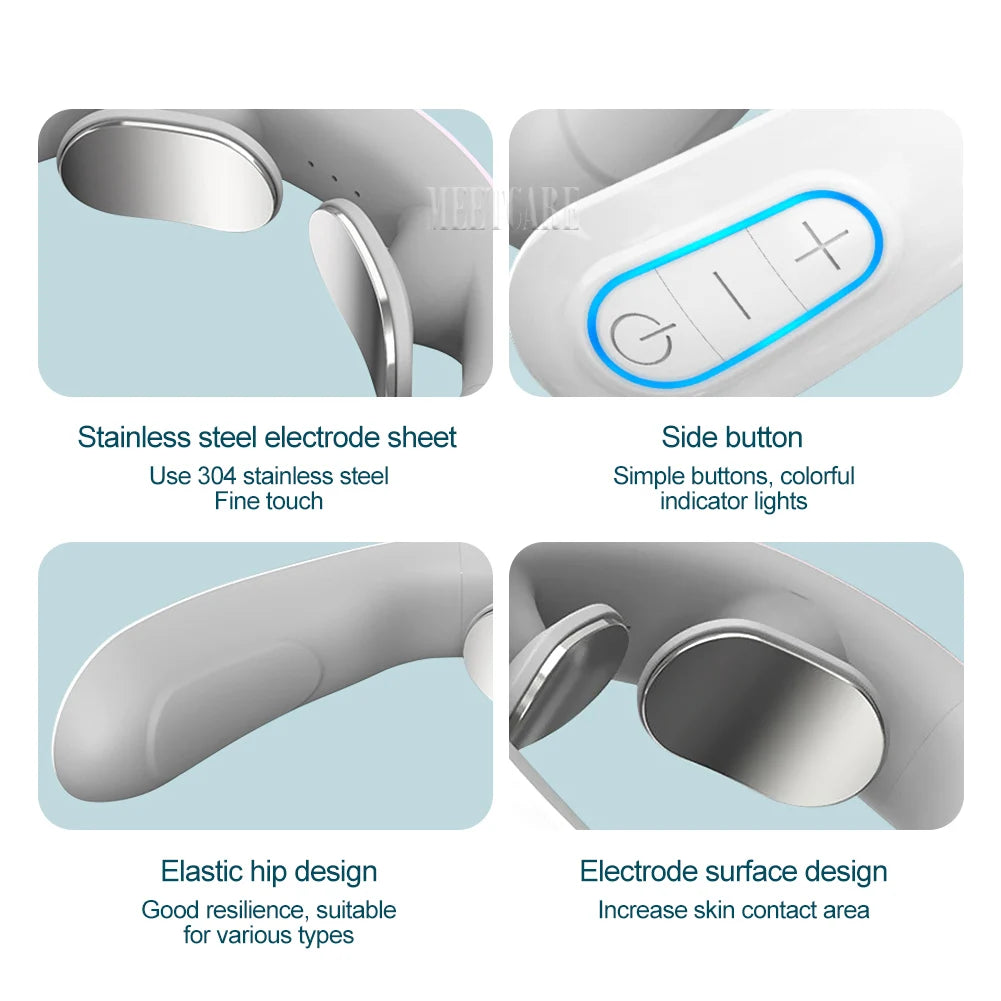 TENS Pulse Back Neck Massage Wireless Smart Sholder Cervical Massager Heating Muscle Punch Beating Health Care Tool