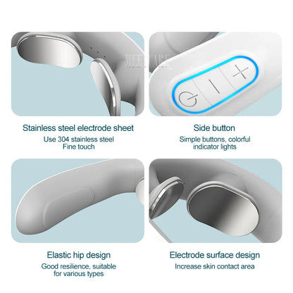 TENS Pulse Back Neck Massage Wireless Smart Sholder Cervical Massager Heating Muscle Punch Beating Health Care Tool