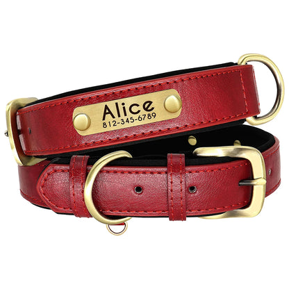 Customized Leather Dog Collar Leash Set Soft Padded Leather Collar For Small Medium Large Dogs With Free Engraved Nameplate Beauty World Shop