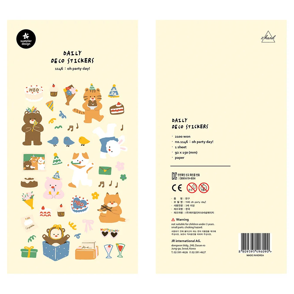 Korean Import Original Suatelier Collection Kawaii Daily Stickers Scrapbooking Diy Journal Stationery Sticker Deco Art Supplies Beauty World Shop