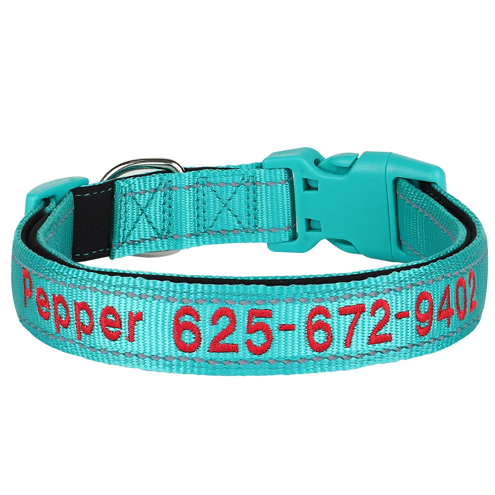Embroidered Nylon Dog Collar Personalized Puppy Cat Collars Reflective Pet ID Collars DIY Phone Name ID For Small Large Dog Cat Beauty World Shop