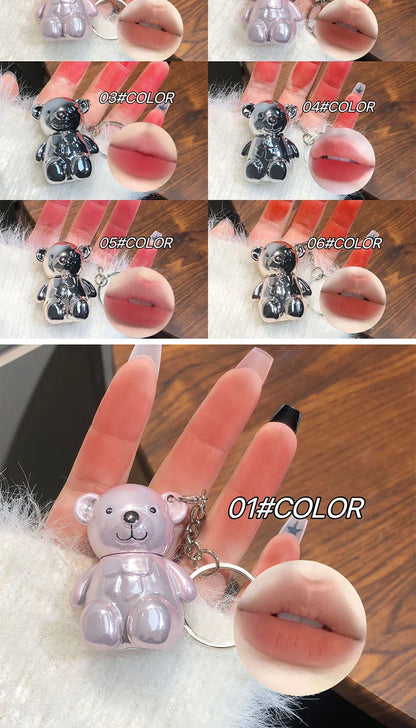 ART VALUE Bear Doudoun Velour Lip Clay matte Mist Face with White grey pink keychain lip glaze Beauty Trend Shop