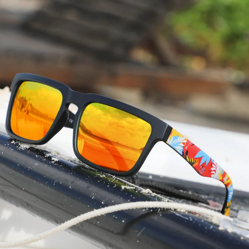 4PCS Square Sports Sunglasses with Designer Temple Pattern - UV400 for Men Women, Beach Vacation Beauty World Shop