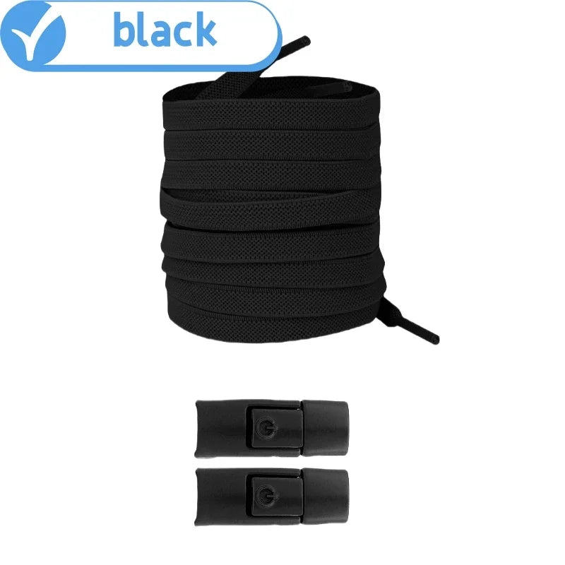New Without Ties Elastic Laces No Tie Shoe Laces Press Lock Shoelaces Sneaker Kids Adult 8MM Widened Flat Shoelace for Shoes Beauty World Shop