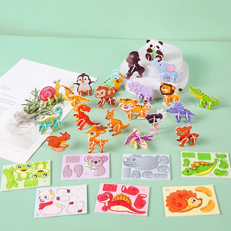 30pcs 3D Jurassic Dinosaur Cute Animals Enlightenment Paper Puzzle Puzzle Puzzle Cartoon Learning Education Puzzle Christmas Toy Beauty World Shop