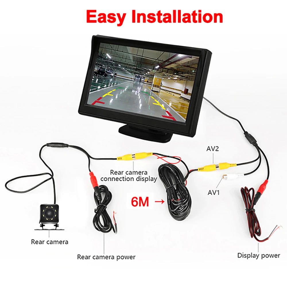 Easy Installation 4.3Inch or Rear View Camera Monitor Screen Reversing Camera for Car Parking Parking System Camera for Vehicle Beauty World Shop