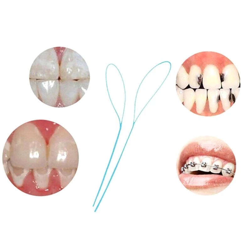 100Pcs Dental Floss Threader Dental Traction Line Oral For Crown Brace Bridge Implant Hoop Threading Braces Steel Traction Beauty World Shop