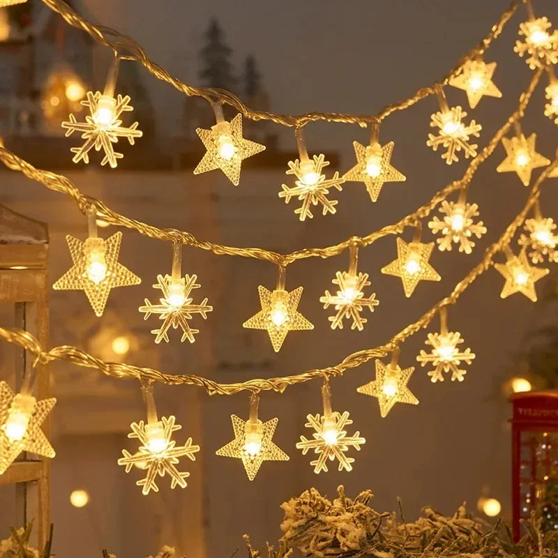3M Christmas Lights Snowflake String Lights Fairy Lights Waterproof Star Ball LED Lamp for Home Christmas Tree Garden Decoration Beauty World Shop