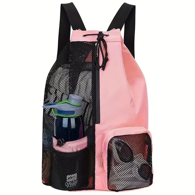 Swimming Bag Mesh Drawstring Backpack Convenient To Carry Beach Diving Backpack Wet Backpack Gym Sports Backpack Beauty World Shop