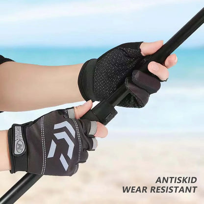 1/2 pair Fishing Gloves Sun Protection 3 Cut Fingers Anti-Slip Breathable Fishing Gloves Suitable for Outdoor Activities Beauty World Shop