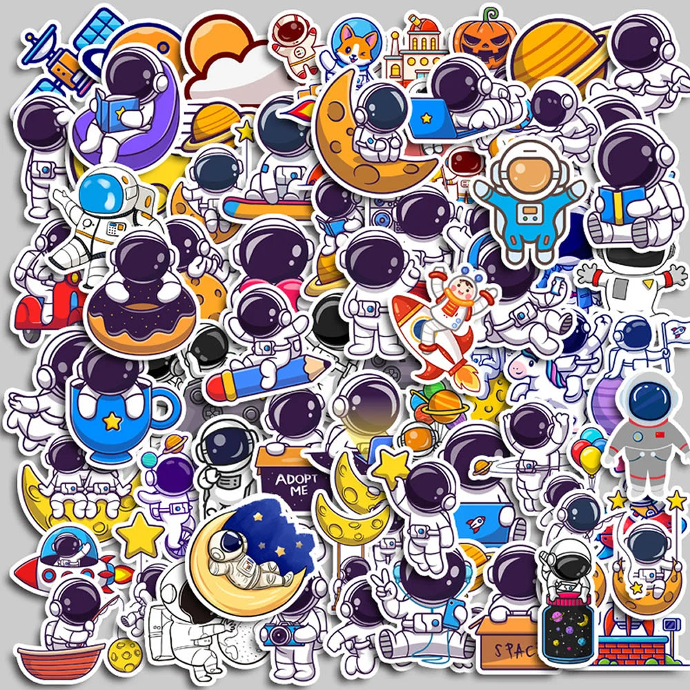 40-240pcs Astronaut Cosmonaut Stickers Cartoon Cute Decals Toy Stationery Guitar Phone Laptop Luggage Car Graffiti Kids Sticker Beauty World Shop