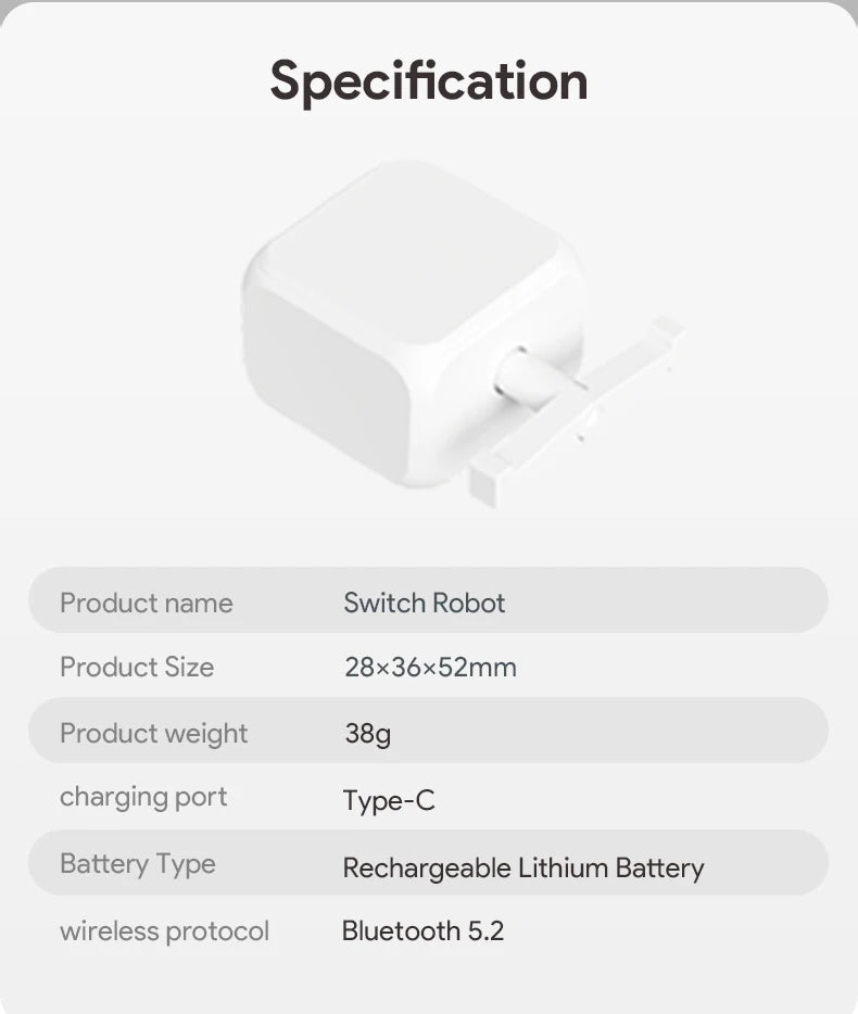 Tuya Fingerbot Wireless Control Light Switch Off Tool Automatic Button Pusher Adjustable Switch Press Robot Lazy Remote Control
