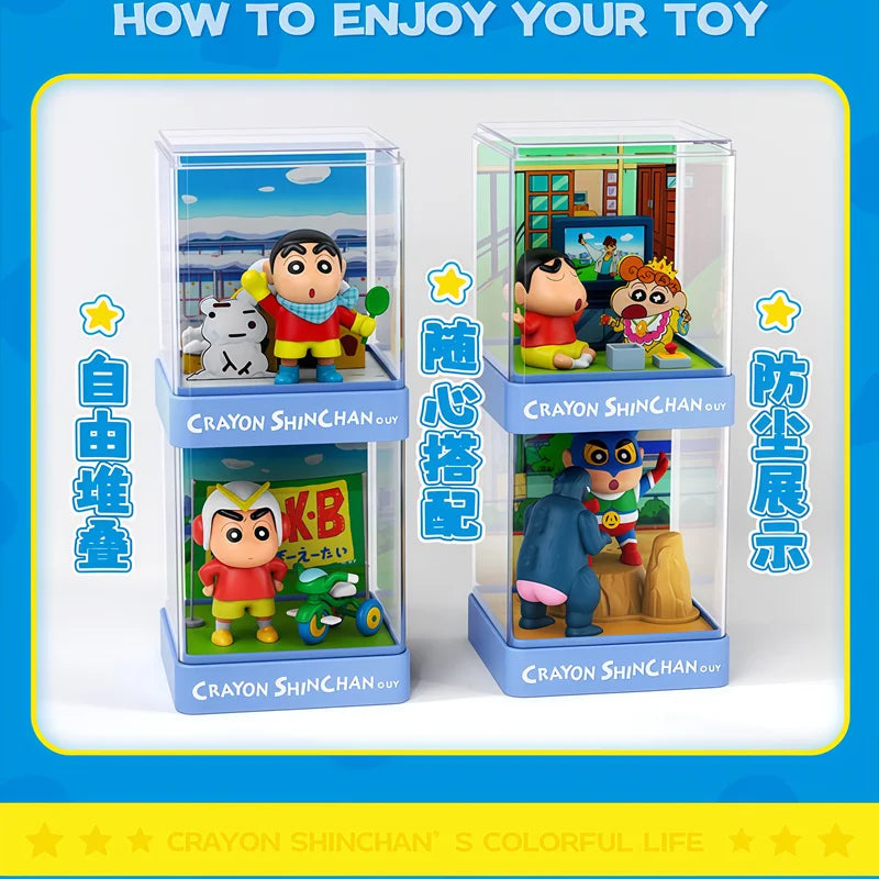 Crayon Shin-Chan Action Kamen‌ Kazama Tōru Bochan Anime Figure Model Doll Colorful Daily Iife Micro Scene Blind Box Toys Gifts Beauty World Shop