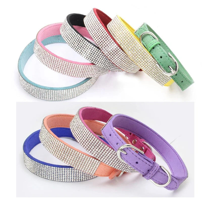 Dog Collar Crystal Glitter Rhinestone Pet Collars Zinc Alloy Buckle Collar For Small Medium Dogs Cats Chihuahua Pug Dog Collar Beauty World Shop