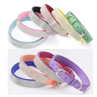 Dog Collar Crystal Glitter Rhinestone Pet Collars Zinc Alloy Buckle Collar For Small Medium Dogs Cats Chihuahua Pug Dog Collar Beauty World Shop