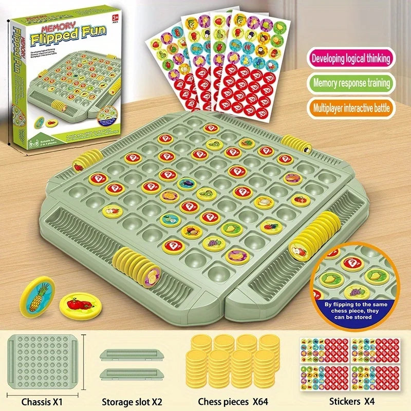 Kids' Educational Fruit Flip Memory Board Game - Creative Puzzle,2-4 Player Cooperative Strategy & Logic Training Beauty World Shop