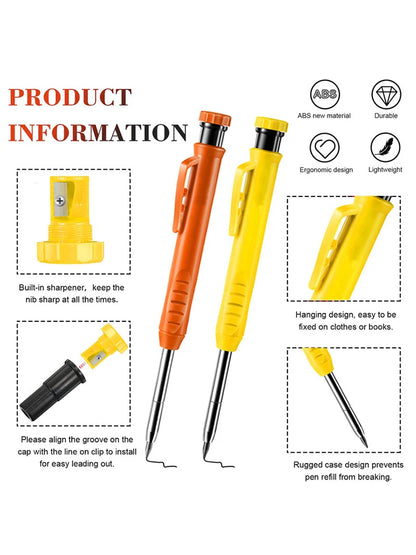 6Pcs Engineering Drawing Woodworking Marking Mechanical Pencils, 2.8mm Long Head Carpenter Pencil, Applicable Construction Works Beauty World Shop