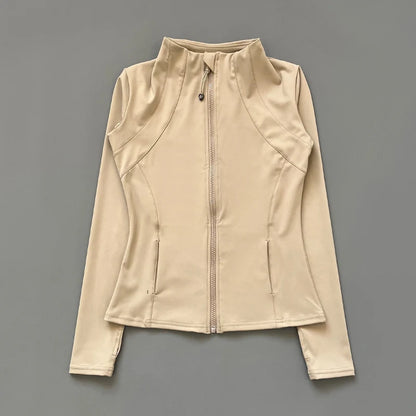 Quick Dry Stand Up Collar Fitness Jacket For Women Slim-Fit Zipper Yoga Wear Long Sleeve Breathable Running Sports Cycling Top Beauty World Shop