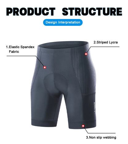 X-TIGER  Cycling Shorts Men Double Arrow Cushion Pad MTB Road Anti Slip Bike Shorts 7 Hours Ride Breathable Lycra Shorts Beauty World Shop