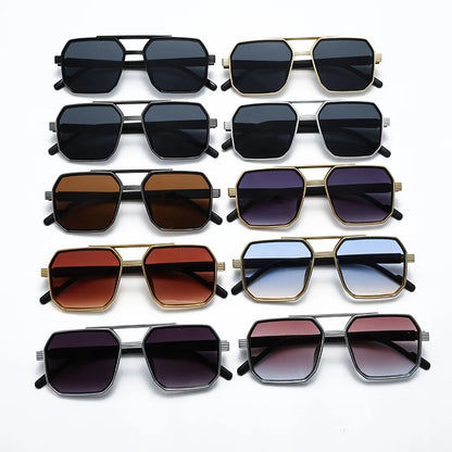 Hiking New Fashion Double Beam Polygonal Anti Light Glasses Retro Personalized Trendy Large Frame Eyewear European and American Beauty World Shop