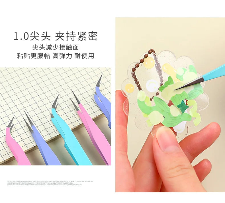 2pcs Tweezers Creative Macaroon Color Clip for DIY Decroative Journal Diary Scrapbook Sticker Tool Back To School Student Supply Beauty World Shop