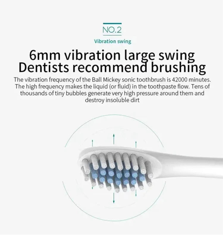 Electric Ultrasonic Toothbrush Six Speed Mode Home Soft Hair USB Charging Waterproof Adult Tooth Cleaner Automatic Couple Set Beauty World Shop