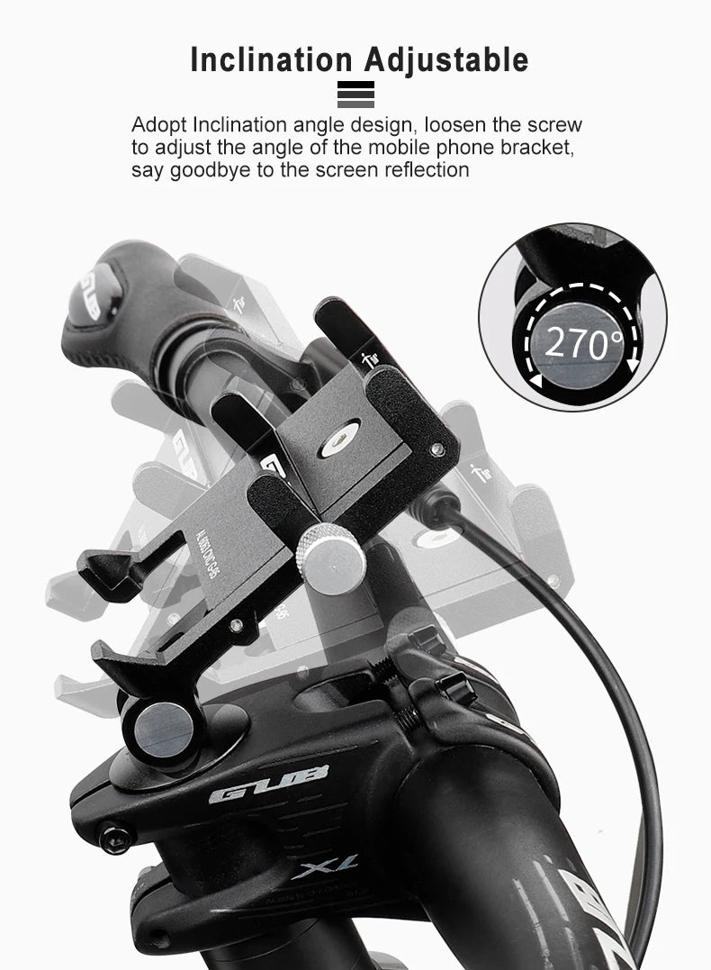 GUB Aluminum Bicycle Phone Holder Metal Bike Cell Mobile iPhone Stand for Motorcycle Scooter Handlebar Bike Headsets Stem Mount Beauty World Shop