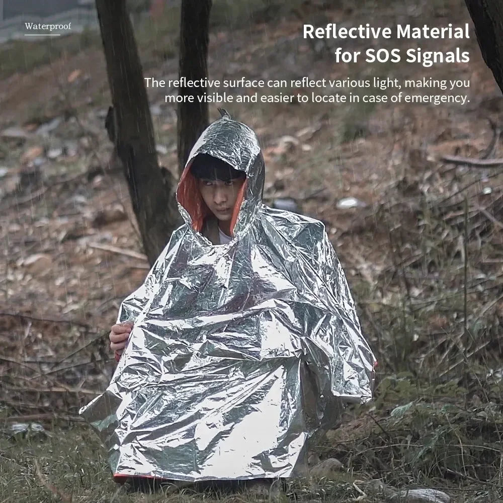 Emergency Raincoat Poncho Waterproof Rainwear Blanket Survival Camping Equipment Cold Insulation Rainwear Camping Equipment Beauty World Shop