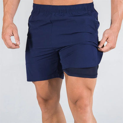 double-deck fitness sports shorts men summer slim quick drying breathable woven Shorts Men's sweatpants training gym clothing Beauty World Shop
