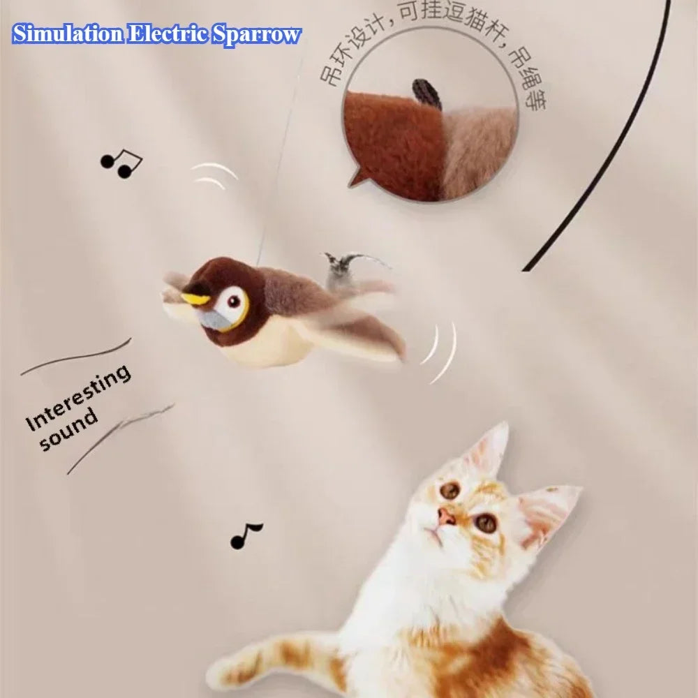 Hot Cat Interactive Toys Catnip Electric Pat Bird (with Catnip) Dog Cats Touch-Activated Squeaky Plush Toy Pet USB Rechargeable Beauty World Shop